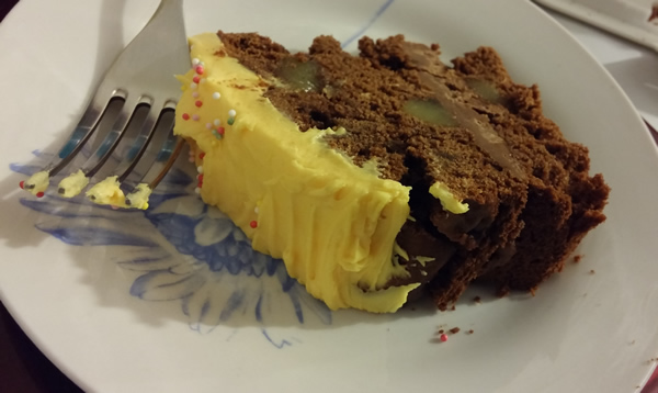 Greg's Chocolate Ginger and Boozy Brandy Raisin cake