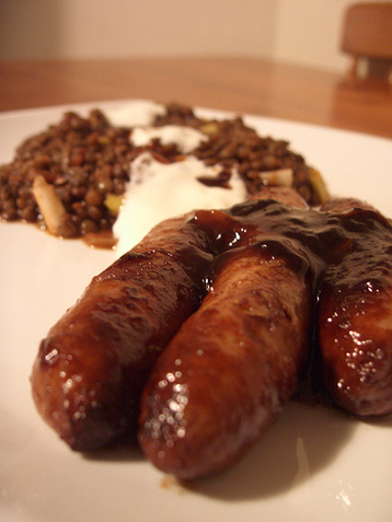 Italian Sausages with Lentils