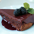 Dark Chocolate Torte with Blackberry Coulis