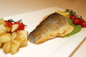 Seabass with Leek and Pea Puree