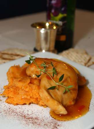 Sticky Marmalade Chicken With Sweet Potato Mash