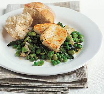 Halloumi with Broad Beans