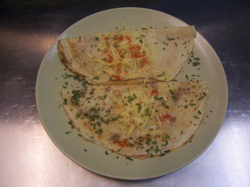 Savoury Cheese, Egg and Ham Pancakes