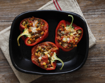Stuffed Red Peppers with Garden Vegetables, Parmesan and Fresh Herbs