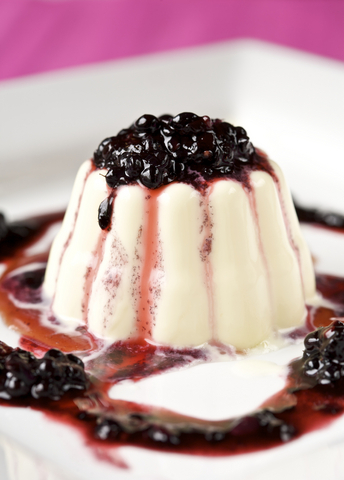 Vanilla Panna Cotta with Blueberry Sauce