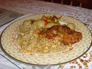 Candlebridge Pan Fried Succulent Crunchy Chicken, Sage & Onion Stuffing & Market Vegetables