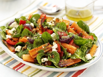 24 Carrot Gold Roasted Carrot, Spinach and Feta Salad