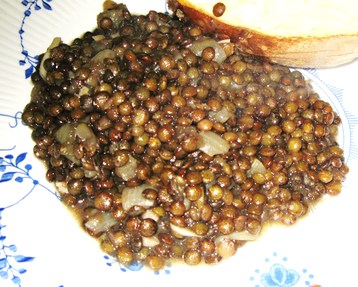 Puy Lentils and Onions: Hot Vegetable,or Snack or Salad