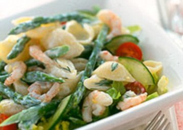 Prawn and Asparagus Pasta Salad with Lemon Dressing