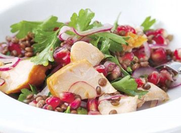 Salmon, Lentil and Pomegranate Salad