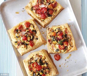 Courgette, Ham and Rocotta Tarts