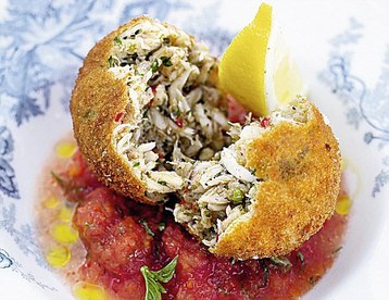 Jamie Oliver's Crab Balls with Salsa