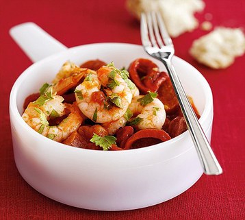 Jo Pratt's Tapas Pan Fried Prawns, Chorizo and Sherry