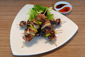 Chargrilled Chicken Skewers with Chinese Mushroom Sauce