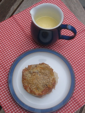Individual Rhubarb Filo Pies with Ginger Custard