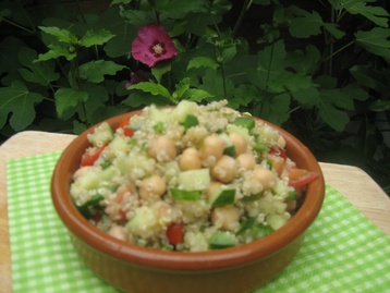 Quinoa, Chickpea and Herb Salad with Lemon and Tahini Dressing