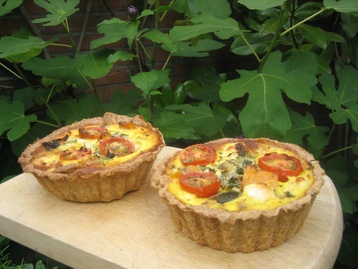 Feta and roast vegetable tarts with spelt pastry