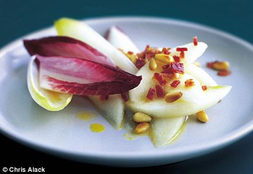 Annie Bell's Chicory, Bacon, Pear and Pine-nut Salad