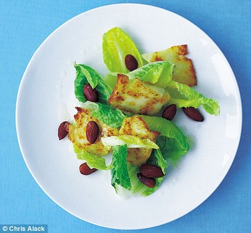Annie Bell's Golden Halloumi with Cos and Almond Salad