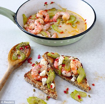 Tonia George's Tiger Prawns and Feta On Toast