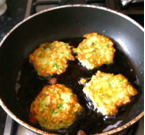 Courgette Fritter & Haloumi Towers with Sweet Potato Wedges and Zingy Yoghurt Dip