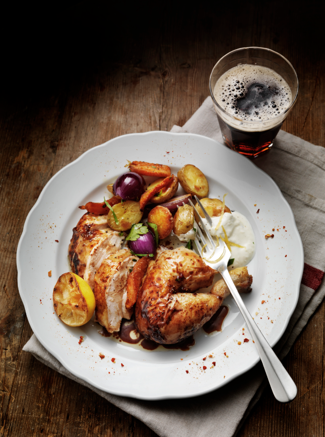 Roasted Chicken with Yoghurt, Lemon Zest and Salad