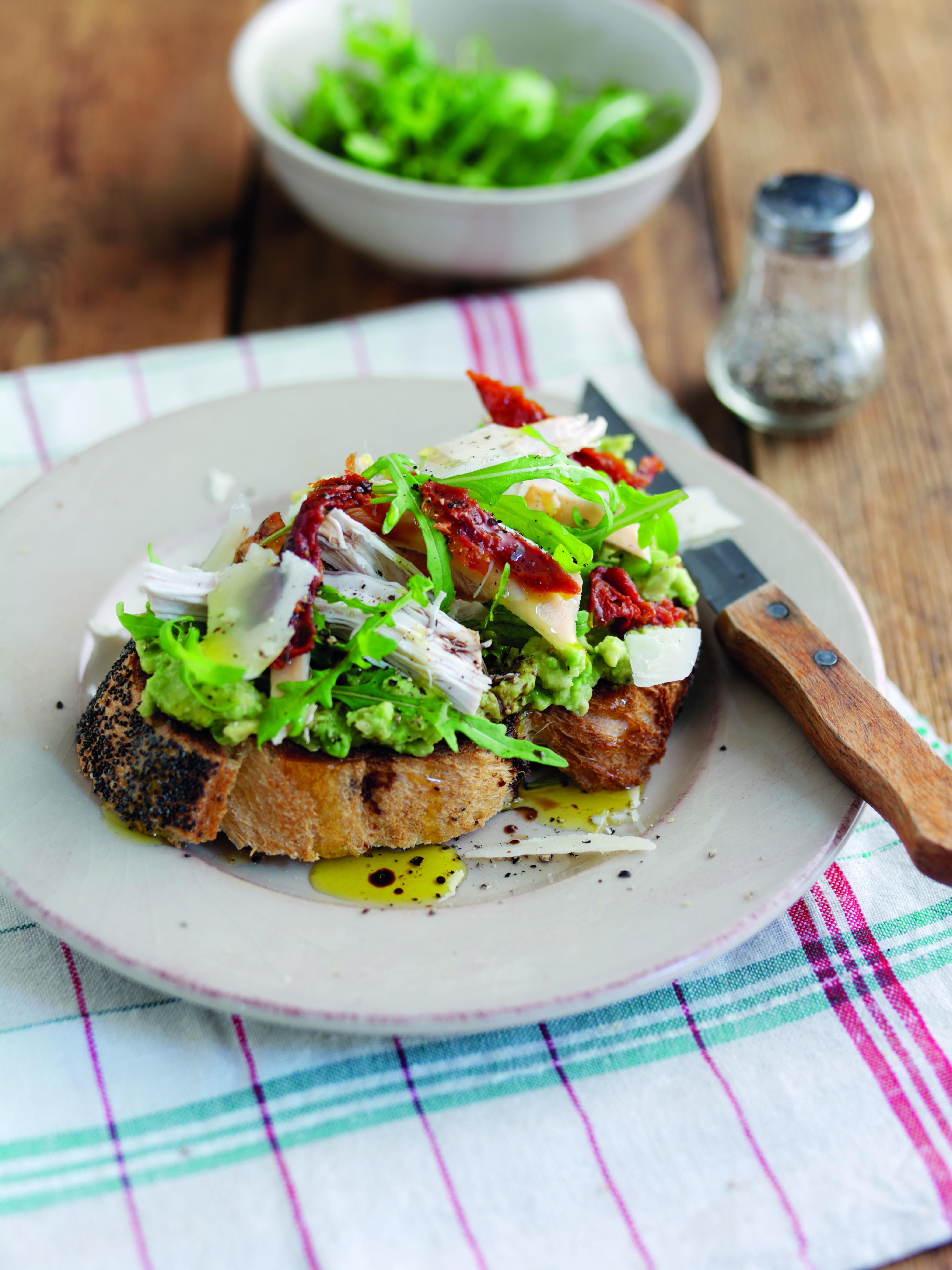 Avocado and Roast Chicken Bruschetta