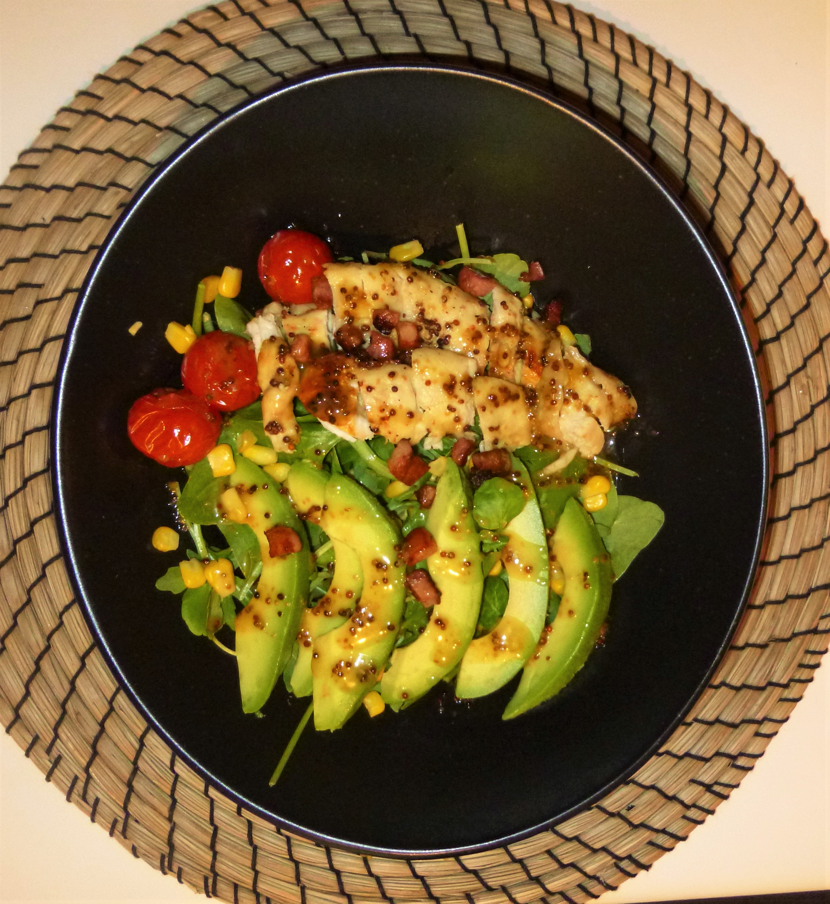 Honey and Mustard Baked Chicken Breast Salad with Avocado Recipe