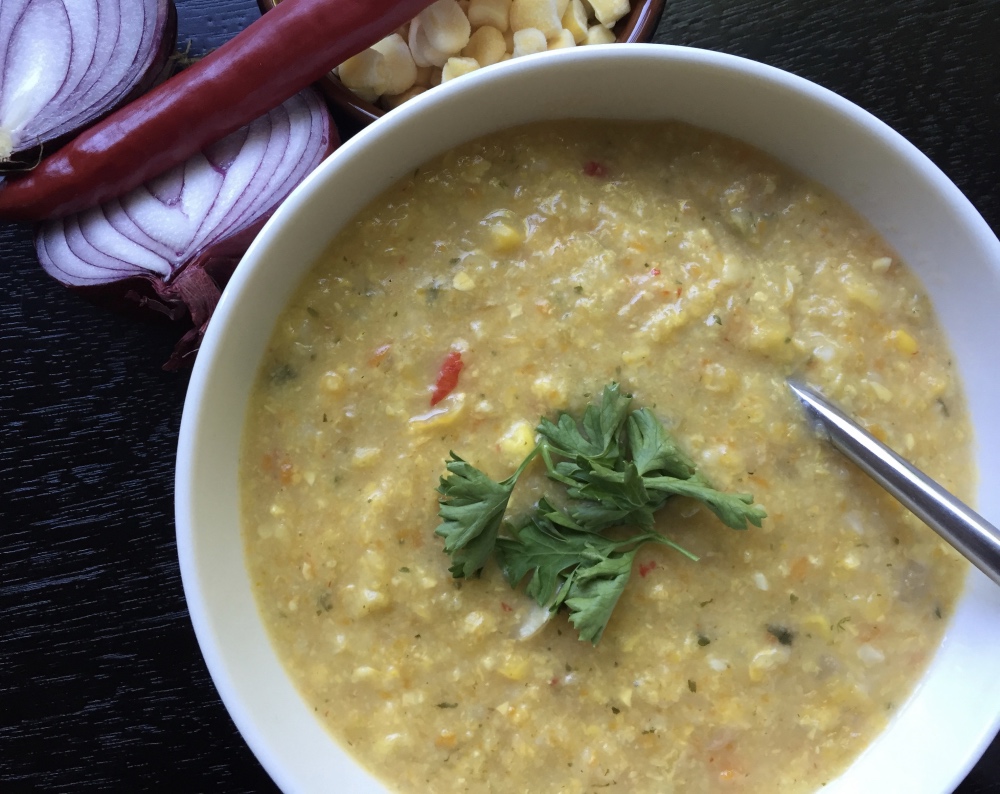 Homemade chilli and sweetcorn soup
