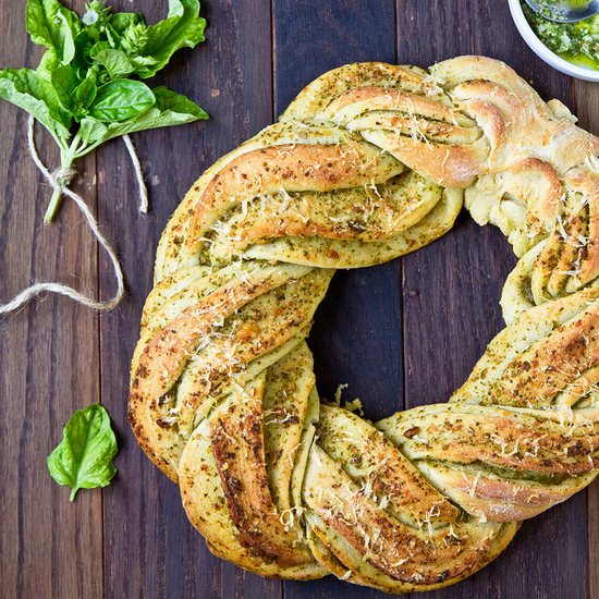 Garlic, Mozzarella, Feta & Pesto Pull Apart Bread